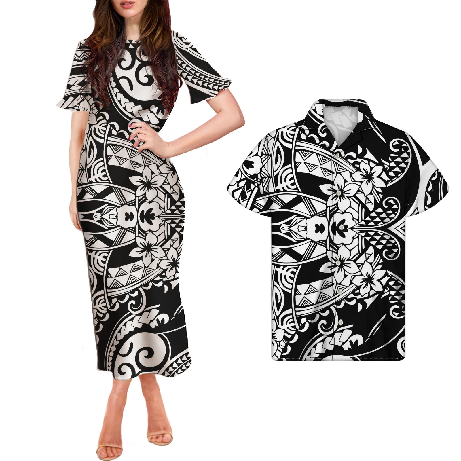 Cool Black And White Polynesian Style Couple Set Clothing Elegant Long Bodycon Dress Plus Size Women Dress Wholesale, Customized color
Cool Black And White Polynesian Style Couple Set Clothing Elegant Long Bodycon Dress Plus Size Women Dress Wholesale, Customized color