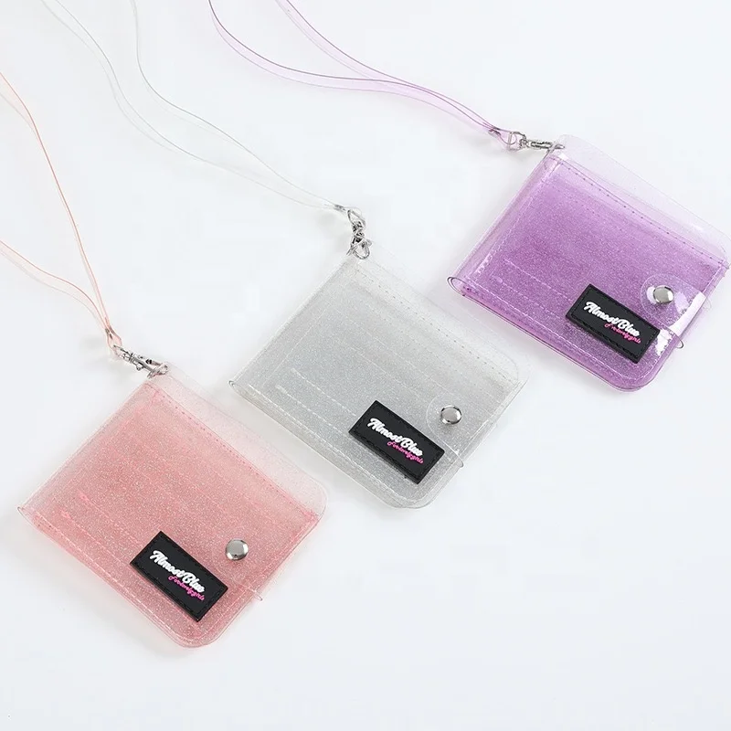 Cute Laser Transparent Package ID Card Holder Wallets PVC Folding Hanging Bag Neck Glitter Purse Girl Korea Style, Logo printting
Cute Laser Transparent Package ID Card Holder Wallets PVC Folding Hanging Bag Neck Glitter Purse Girl Korea Style, Logo printting