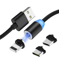 

3 in 1 Micro IOS Type c Mobile Phone USB Charger Data Cable Led Magnetic Cable