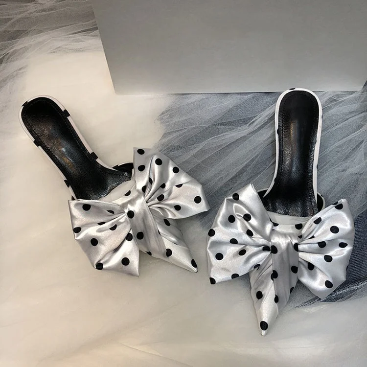 2021 summer sexy polka dot and silk bow design pointed women's mule shoes for ladies, Black,pink,red,yellow,blue
2021 summer sexy polka dot and silk bow design pointed women's mule shoes for ladies, Black,pink,red,yellow,blue