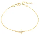 Custom Gold Plated 925 Sterling Silver Cross Bracelet Jewelry Women Girls Adjustable Bracelets Bangles