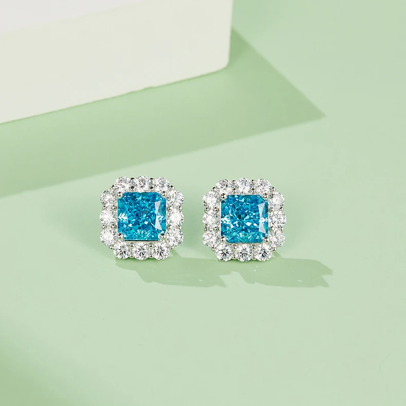 Elegant 925 Sterling Silver Ocean Blue High Carbon Cubic Zirconia Princess Cut Women Moissanite Stud Earrings
Elegant 925 Sterling Silver Ocean Blue High Carbon Cubic Zirconia Princess Cut Women Moissanite Stud Earrings