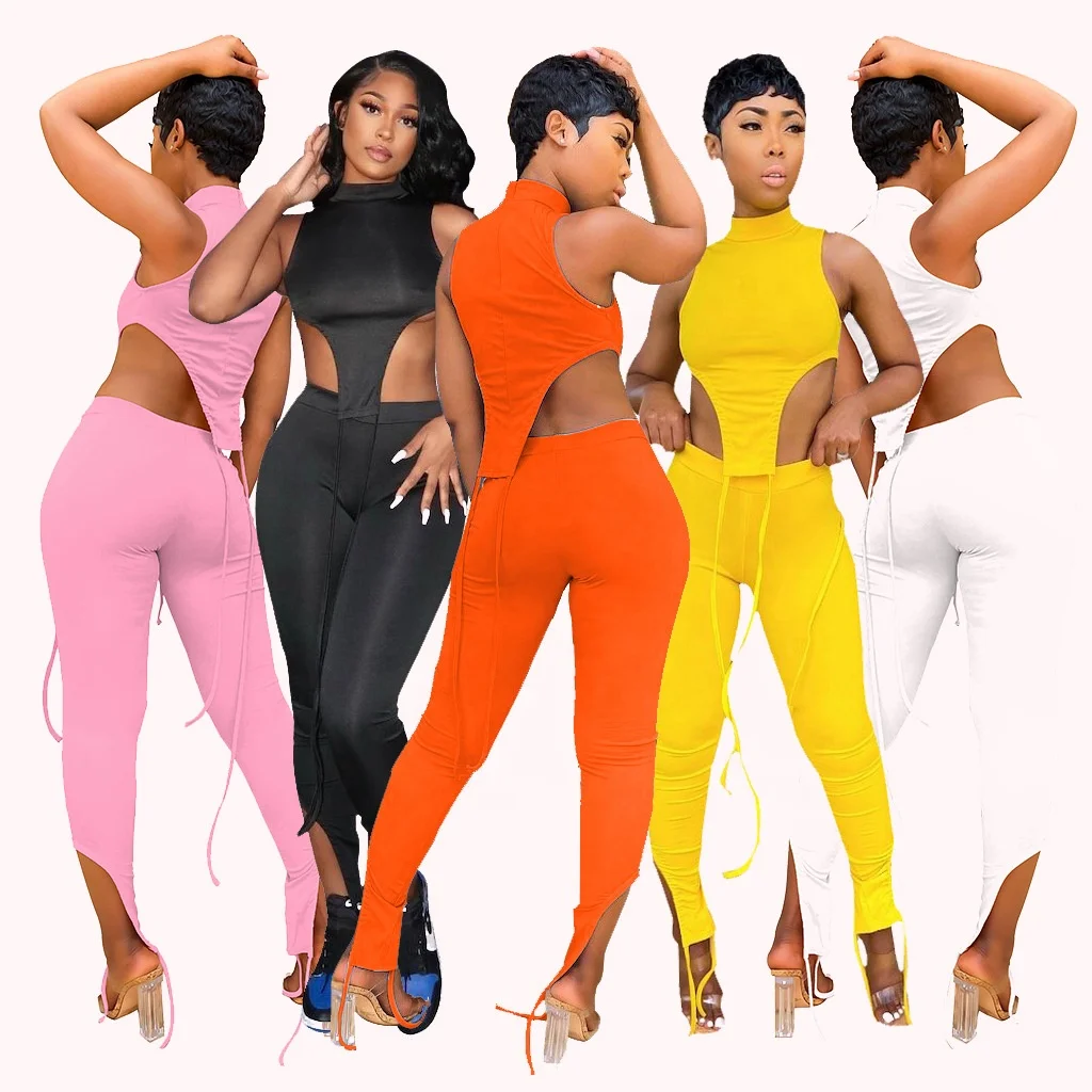 Wholesale Womens Clothing 2021 Summer Solid Sleeveless Crop Top Two Piece Pants Set, As the picture show
Wholesale Womens Clothing 2021 Summer Solid Sleeveless Crop Top Two Piece Pants Set, As the picture show