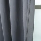 Gray 100% Polyester Solid Dyed Window Blackout Curtains Living Room Styles For Usa