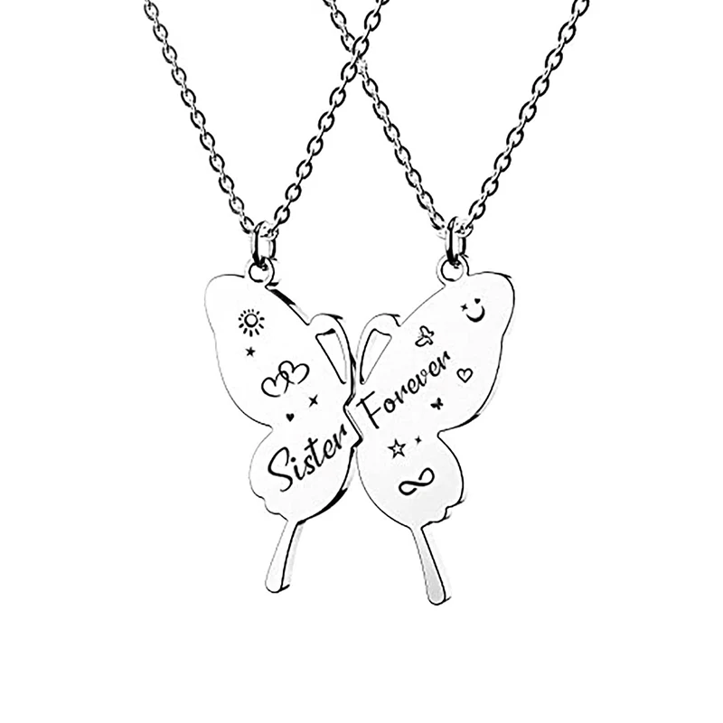 2Pcs/Set Sisters Forever Butterfly Pendant Necklace Stainless Steel BFF Necklaces For Girls Jewelry
2Pcs/Set Sisters Forever Butterfly Pendant Necklace Stainless Steel BFF Necklaces For Girls Jewelry
