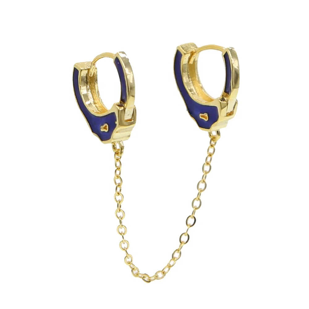 Gold color white blue red black enamel hand cuff hoop earring tassel chain 2 hole double piercing cuff hoop earrings
Gold color white blue red black enamel hand cuff hoop earring tassel chain 2 hole double piercing cuff hoop earrings