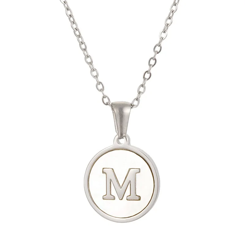 Luxury Steel Color Round Shell Stainless Steel Charms Chokers A-Z Initials Necklace Women Girl Exquisite Jewelry Gift
Luxury Steel Color Round Shell Stainless Steel Charms Chokers A-Z Initials Necklace Women Girl Exquisite Jewelry Gift