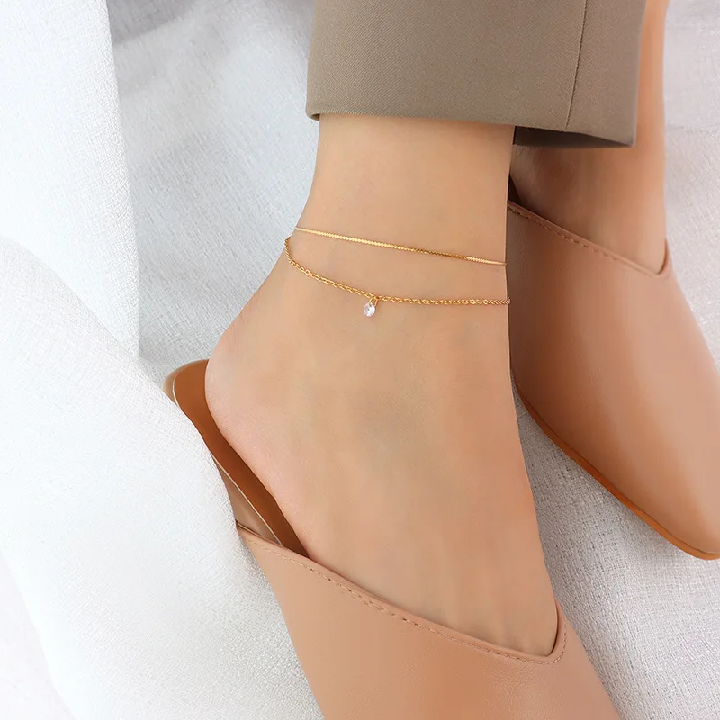 Minimalist 18K Gold Plated Stainless Steel Jewelry Double Layer Chain Charm Zircon Bracelet for Women
Minimalist 18K Gold Plated Stainless Steel Jewelry Double Layer Chain Charm Zircon Bracelet for Women