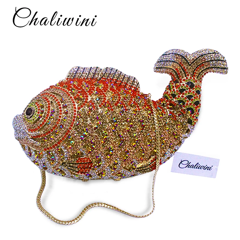 Stylish Animal Luxury Crystal Studded Evening Bag Fish Rhinestone Lady Clutch Banquet Bag Lovely Gold Party Purse pochette
Stylish Animal Luxury Crystal Studded Evening Bag Fish Rhinestone Lady Clutch Banquet Bag Lovely Gold Party Purse pochette