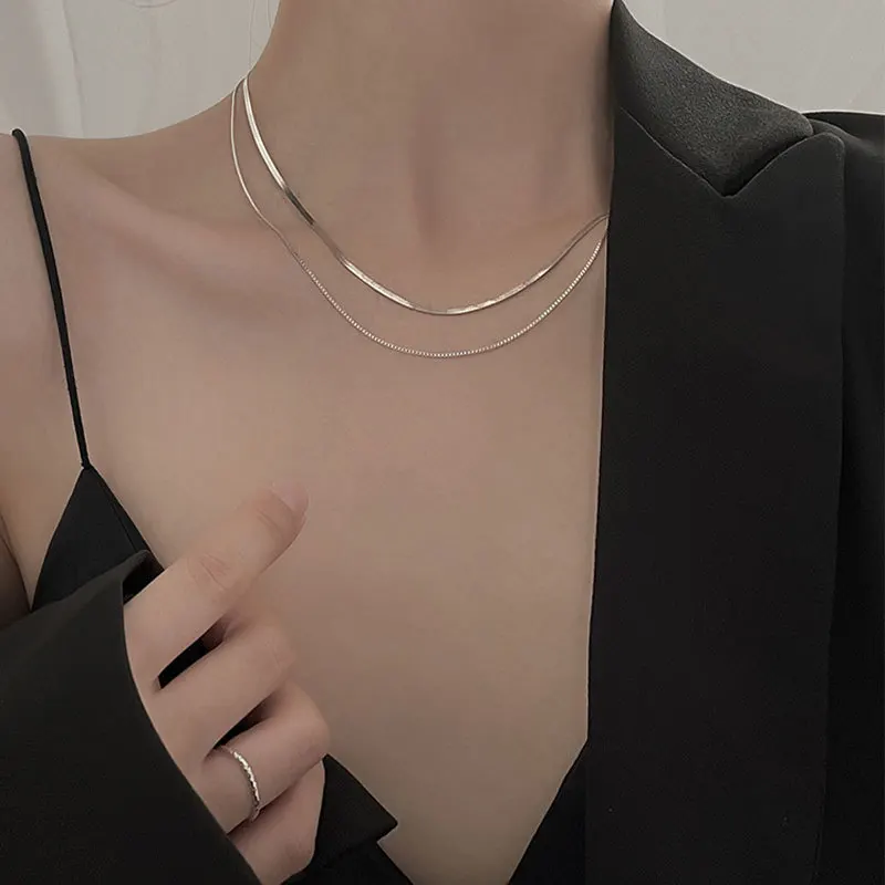 Wholesale ins silver Stainless Steel Necklace Double Layered chain Stacking necklace Fashion Charm Jewelry
Wholesale ins silver Stainless Steel Necklace Double Layered chain Stacking necklace Fashion Charm Jewelry