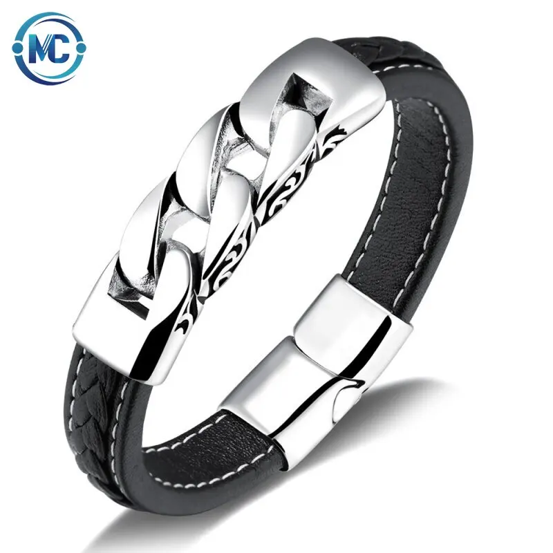 Fashion Vintage Style Black Cowhide Man Country Fine Jewelry Custom Leather Bracelet, Black, customized plated color
Fashion Vintage Style Black Cowhide Man Country Fine Jewelry Custom Leather Bracelet, Black, customized plated color