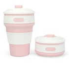 wholesales custom logo Eco-friendly BPA free food silicone travel collapsible coffee cup with sleeve