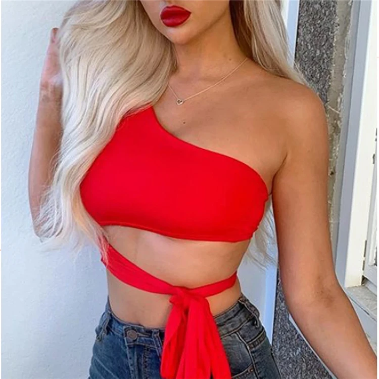 DUODUOCOLOR Sexy bandage sloping shoulder solid color vest summer off the shoulder top woman clothes 2021 trending D97860
DUODUOCOLOR Sexy bandage sloping shoulder solid color vest summer off the shoulder top woman clothes 2021 trending D97860