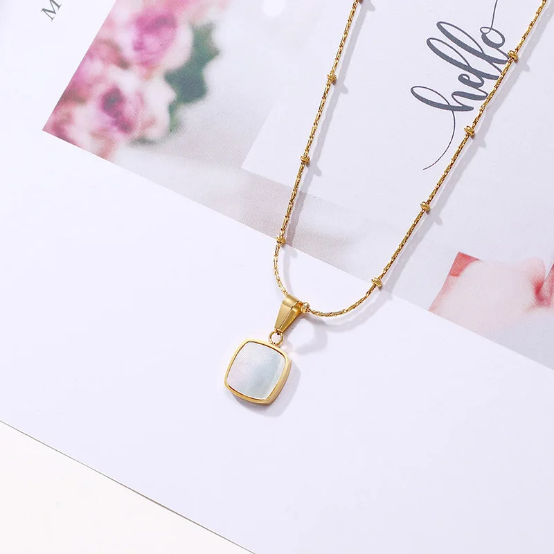Luxury Exquisite Real Gold Plated Stainless Steel Geometric Pendant Necklace Shell Circle Rectangle Pendant Necklace, Picture color
Luxury Exquisite Real Gold Plated Stainless Steel Geometric Pendant Necklace Shell Circle Rectangle Pendant Necklace, Picture color