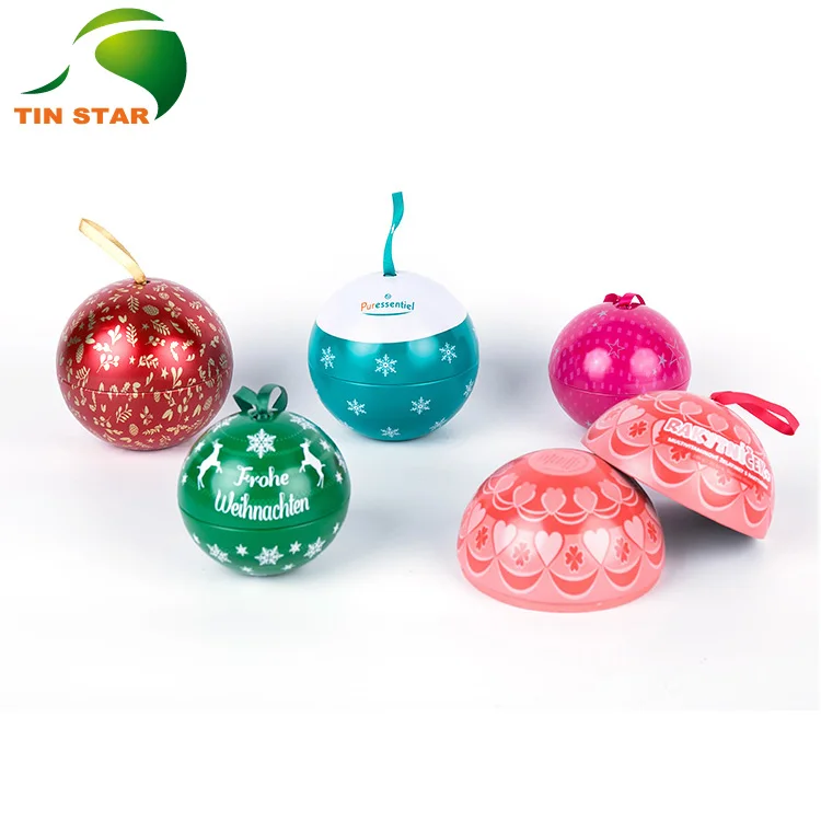 food grade christmas gift tin ball for packaging