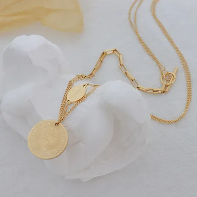Newest Korean Design Stainless Steel Coin Pendant Necklace 18k Gold Plated Titanium Steel Queen Head Necklace For Women
Newest Korean Design Stainless Steel Coin Pendant Necklace 18k Gold Plated Titanium Steel Queen Head Necklace For Women