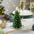 Custom Scented Green Christmas Pine Tree Wax Candles for Christmas Gift