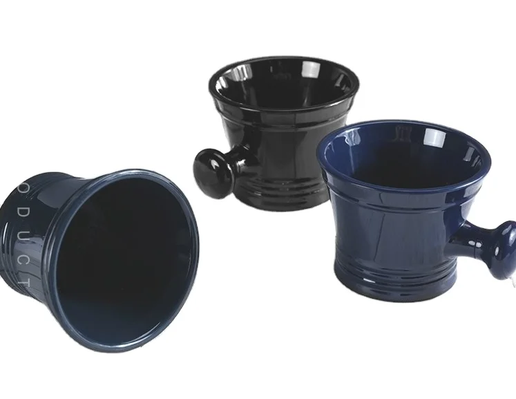 Custom logo Plastic shaving soap bowls with handle Men grooming beard shaving mug bowl, Black, blue and white
Custom logo Plastic shaving soap bowls with handle Men grooming beard shaving mug bowl, Black, blue and white