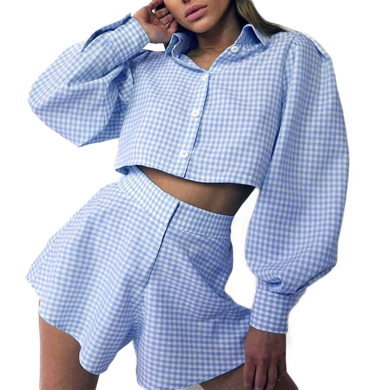 TWOTWINSTYLE Lapel Lantern Long Sleeve Tops High Waist Shorts Plaid Sets Female 2021
TWOTWINSTYLE Lapel Lantern Long Sleeve Tops High Waist Shorts Plaid Sets Female 2021
