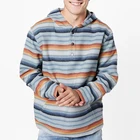Mens Wholesale Henley Striped Hoodie With Button Collar
