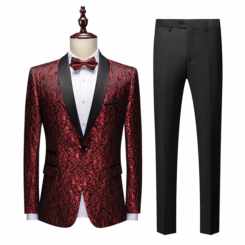 Men Tuxedos Floral Pattern Casual Blazer Suit Jacket Black Pants Wedding Suits For Man Party Prom Male Stage Slim Fit Costumes
Men Tuxedos Floral Pattern Casual Blazer Suit Jacket Black Pants Wedding Suits For Man Party Prom Male Stage Slim Fit Costumes
