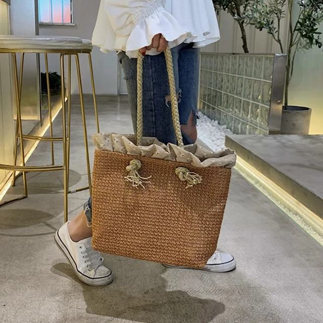 Women's summer straw bag Korean of the new casual wild woven bag large-capacity vacation handbag simple ladies shoulder bag, Beige,apricot,coffee,brown
Women's summer straw bag Korean of the new casual wild woven bag large-capacity vacation handbag simple ladies shoulder bag, Beige,apricot,coffee,brown