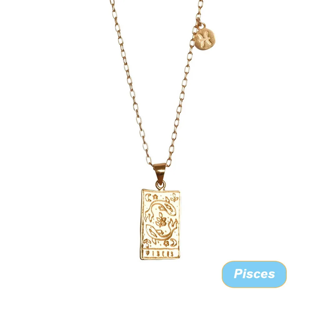 2021 Stainless Steel Gold Plated Square Engraved 12 Zodiac Sign Necklaces for Women and men, Yellow gold
2021 Stainless Steel Gold Plated Square Engraved 12 Zodiac Sign Necklaces for Women and men, Yellow gold