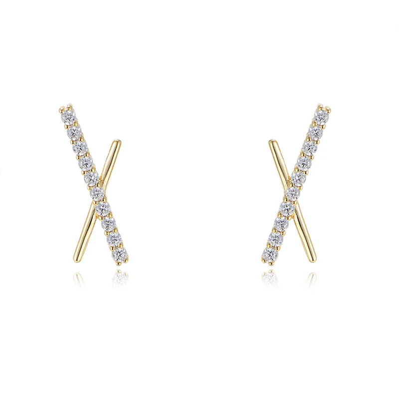 INS fine jewelry earrings 925 sterling silver earrings cross X shaped zircon gold plated stud earrings for women
INS fine jewelry earrings 925 sterling silver earrings cross X shaped zircon gold plated stud earrings for women