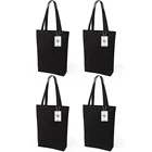 Custom wholesale black 12oz cotton canvas tote bag with logo