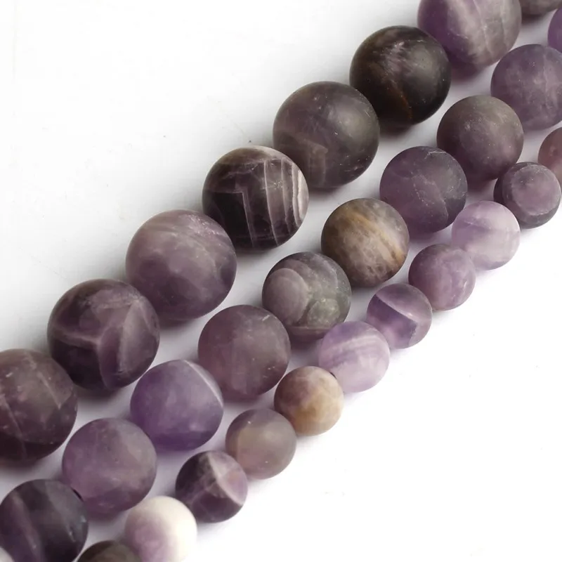 

Natural Stone Dull Polish Purple Crystal Beads Round Matte Frosted Amethysts Beads for Jewelry Making Diy Bracelet