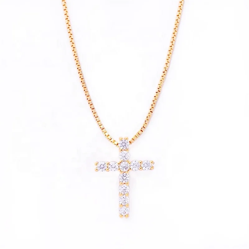 2022 Bling iced out 18k gold cross pendant necklace Wholesale Pendant small cross CZ zircon crystal necklace for women
2022 Bling iced out 18k gold cross pendant necklace Wholesale Pendant small cross CZ zircon crystal necklace for women