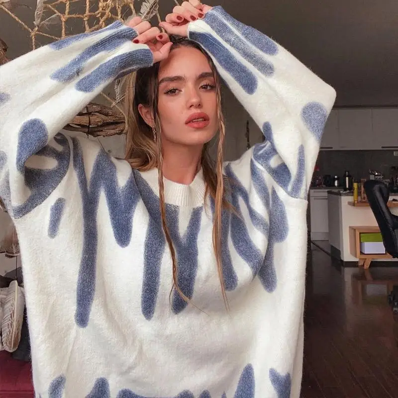 Autumn Winter Women Elegant Green Striped Print Oversized Pullovers Loose Knitting Sweaters
Autumn Winter Women Elegant Green Striped Print Oversized Pullovers Loose Knitting Sweaters