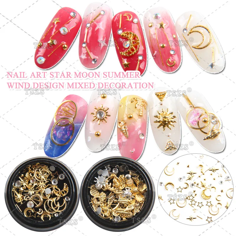 TSZS Summer Mixed Design Nail Art Star Moon Metal Charm Flat Back Round Rhinestone 3D DIY Nail Decorations, As picture
TSZS Summer Mixed Design Nail Art Star Moon Metal Charm Flat Back Round Rhinestone 3D DIY Nail Decorations, As picture