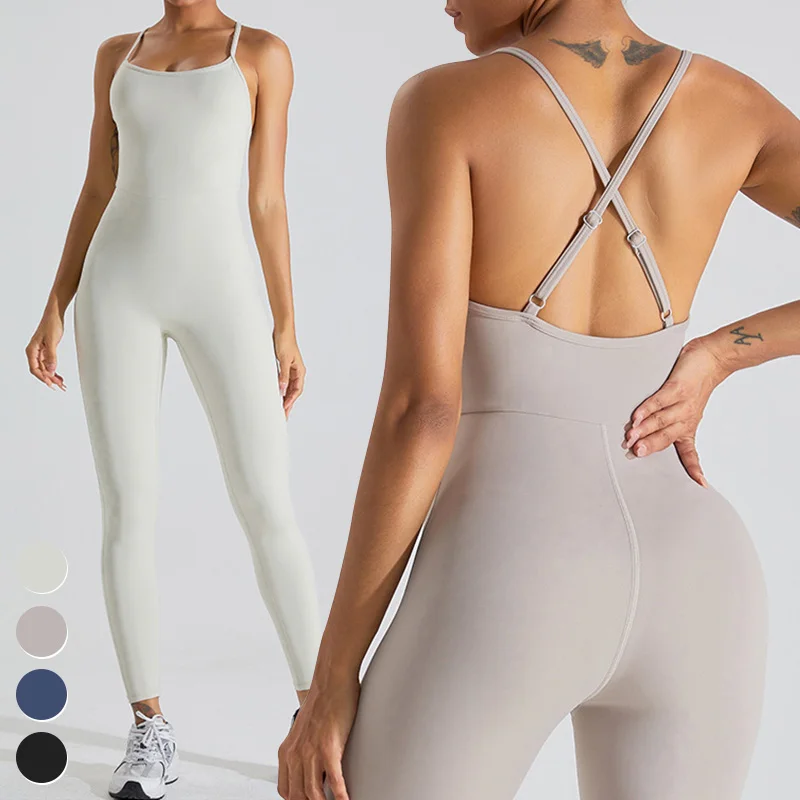 Cross Back Sleeveless Adjustable Straps Playsuits Custom Workout Bodysuit Gym Fitness Jumpsuits Women One Piece Yoga Jumpsuit
Cross Back Sleeveless Adjustable Straps Playsuits Custom Workout Bodysuit Gym Fitness Jumpsuits Women One Piece Yoga Jumpsuit