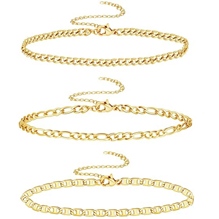2021 Hot Wholesale 3pcs Cuba Link Anklet Adjustable Beach Foot Jewelry Gold Plated Anklet for Women, Gold color
2021 Hot Wholesale 3pcs Cuba Link Anklet Adjustable Beach Foot Jewelry Gold Plated Anklet for Women, Gold color
