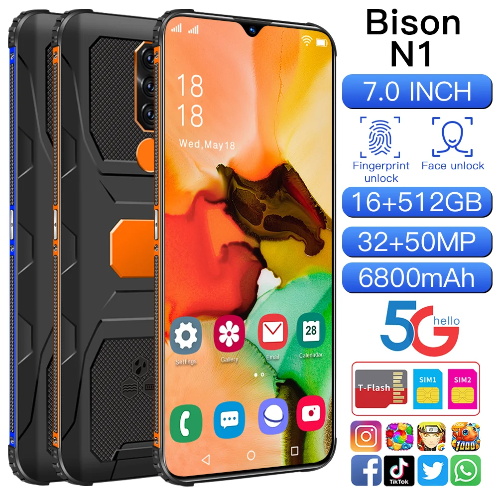 Bison N1global Version 7.0" Smartphones Multi-language 12g512g Qualcoom 888 Face Unlock Hot Sell Mobile Phone 5g
Bison N1global Version 7.0" Smartphones Multi-language 12g512g Qualcoom 888 Face Unlock Hot Sell Mobile Phone 5g