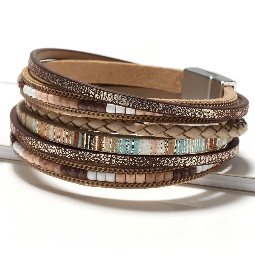 Multilayer Handmade Magnetic Buckle Bracelet Bohemian Woven Hand Braided Leather Cord Bracelet For Women And Girls
Multilayer Handmade Magnetic Buckle Bracelet Bohemian Woven Hand Braided Leather Cord Bracelet For Women And Girls