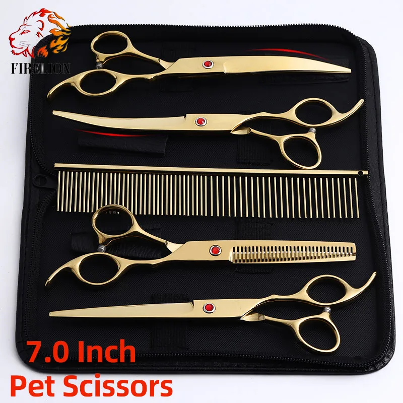 Professional 6CR Stainless Steel 7.0 inches curved Thinning Pets Cat Dog Kit Grooming Scissors Set, Blue;purple;gold;black;multicolour
Professional 6CR Stainless Steel 7.0 inches curved Thinning Pets Cat Dog Kit Grooming Scissors Set, Blue;purple;gold;black;multicolour