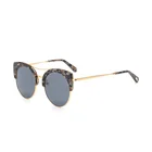 Ladies Fashion Shades Mirror Red Lens Round Summer Combination Sunglasses Polarized