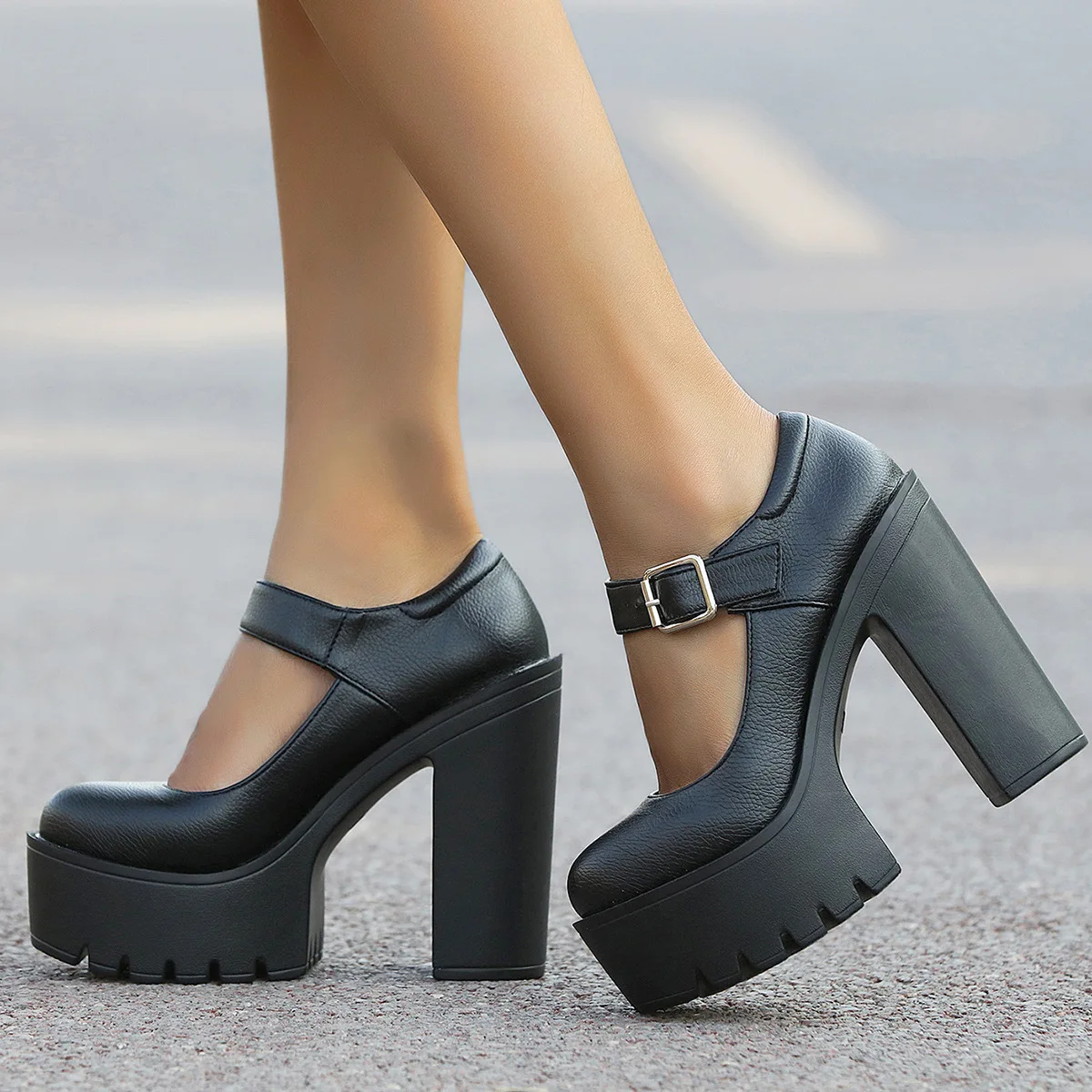 Ladies High Heels Black Round Toe Waterproof Platform Thick Heel Ankle Belt Buckle Women Street Party Office Pumps Shoes
Ladies High Heels Black Round Toe Waterproof Platform Thick Heel Ankle Belt Buckle Women Street Party Office Pumps Shoes