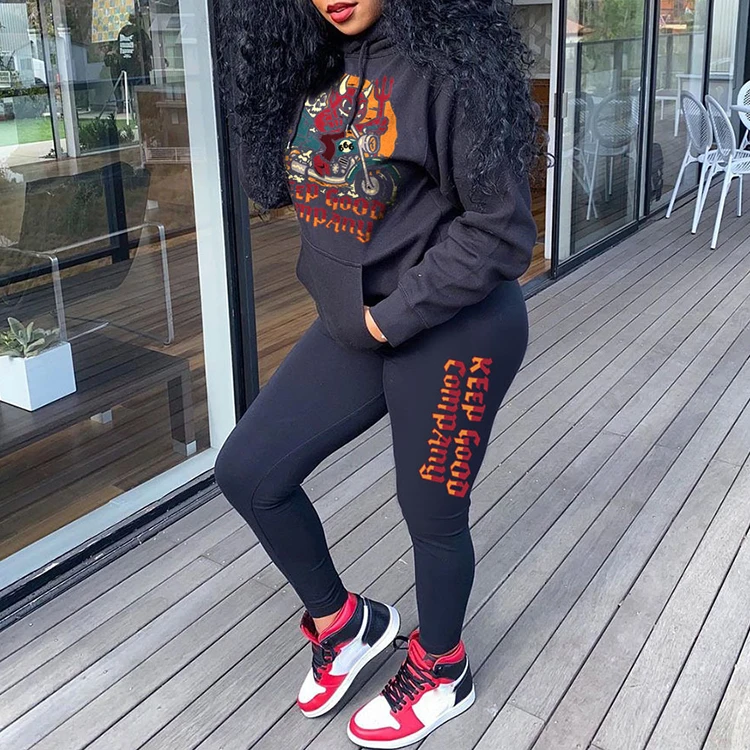 Casual Fashion Printed Ladies Hooded Jogger 2pc Two Piece Pant Sets Sport Clothing 2021 Winter Sweatpants Set For Women, Black
Casual Fashion Printed Ladies Hooded Jogger 2pc Two Piece Pant Sets Sport Clothing 2021 Winter Sweatpants Set For Women, Black