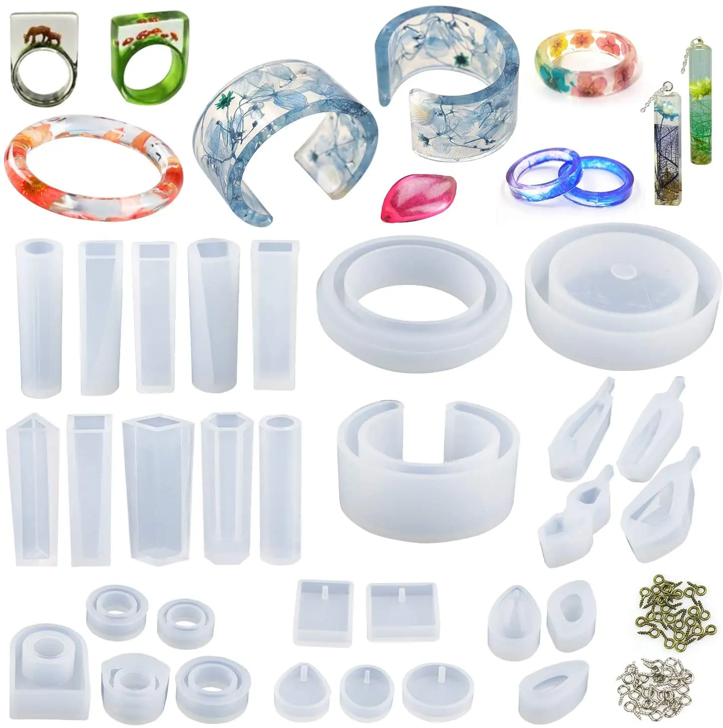 30pcs Resin Jewelry Mold Resin Casting Resin Silicone Molds Kit DIY Bracelet Pendant Ring Making Decoration Molds, White
30pcs Resin Jewelry Mold Resin Casting Resin Silicone Molds Kit DIY Bracelet Pendant Ring Making Decoration Molds, White