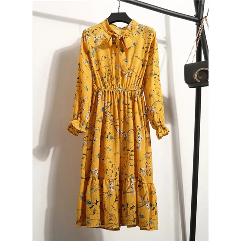 Women Casual Dress Lady Korean Style Vintage Floral Printed Chiffon Shirt Dress Long Sleeve Bow Midi Dress L0042, Multicolors
Women Casual Dress Lady Korean Style Vintage Floral Printed Chiffon Shirt Dress Long Sleeve Bow Midi Dress L0042, Multicolors