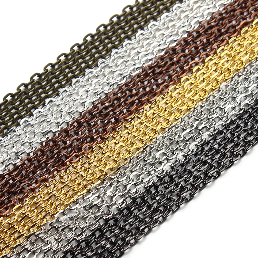 10m/lot Rhodium/Silver/Gold/Gunmetal/Antique Bronze Color Necklace Chains Brass Bulk for DIY Jewelry Making Materials, Gold steel
10m/lot Rhodium/Silver/Gold/Gunmetal/Antique Bronze Color Necklace Chains Brass Bulk for DIY Jewelry Making Materials, Gold steel