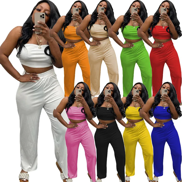 EB-20062409 2021 Woman Two Piece Pants Suit Set Multicolor Wide Legs Tube Top 2 Piece Women Summer Clothing Outfit
EB-20062409 2021 Woman Two Piece Pants Suit Set Multicolor Wide Legs Tube Top 2 Piece Women Summer Clothing Outfit
