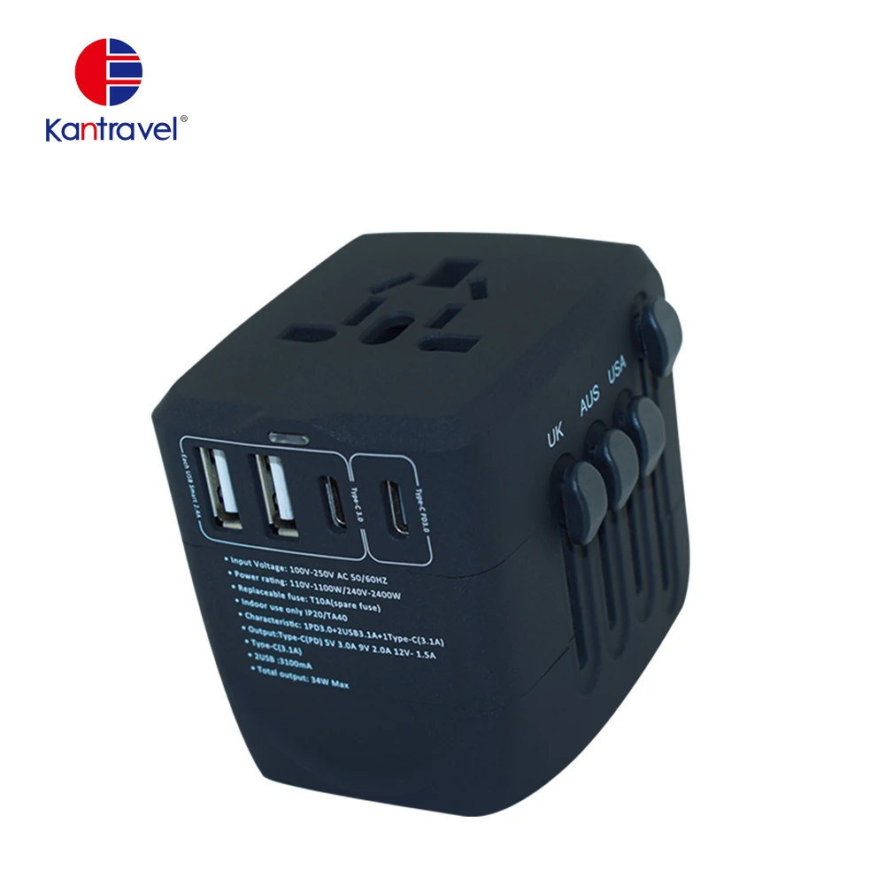 Fashion portable two usb two type-c universal travel adapter worldwide plug converter type c PD 20W fast charger adapter, Black white, pantone
Fashion portable two usb two type-c universal travel adapter worldwide plug converter type c PD 20W fast charger adapter, Black white, pantone
