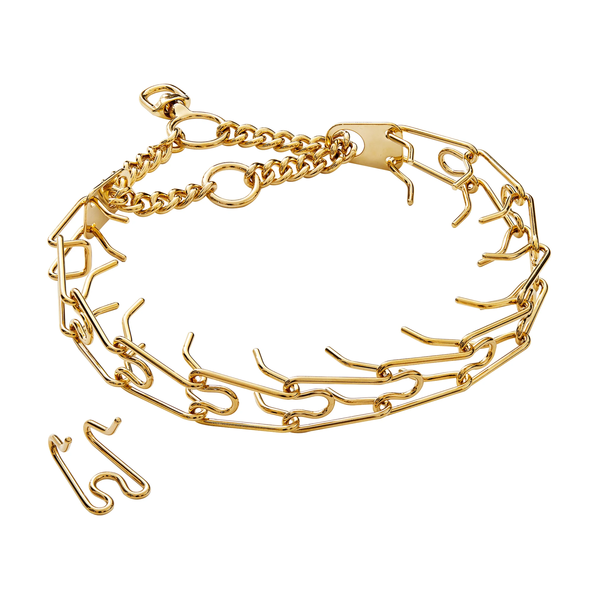 Custom 18k Gold Dog Collar Prong Collar Dog Choke Safety Clip Pinch Training Collar For Pet Supplies
Custom 18k Gold Dog Collar Prong Collar Dog Choke Safety Clip Pinch Training Collar For Pet Supplies