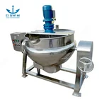Industrial steam cooking machine with mixer