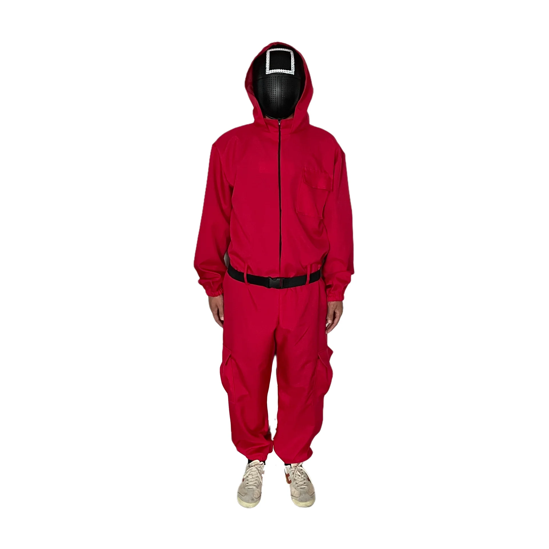 Squid Game Costume Cosplay Mask Jumpsuit Round Six Square Circle Triangle Plastic Helmet Masks Halloween Party Costume, Red/ green
Squid Game Costume Cosplay Mask Jumpsuit Round Six Square Circle Triangle Plastic Helmet Masks Halloween Party Costume, Red/ green