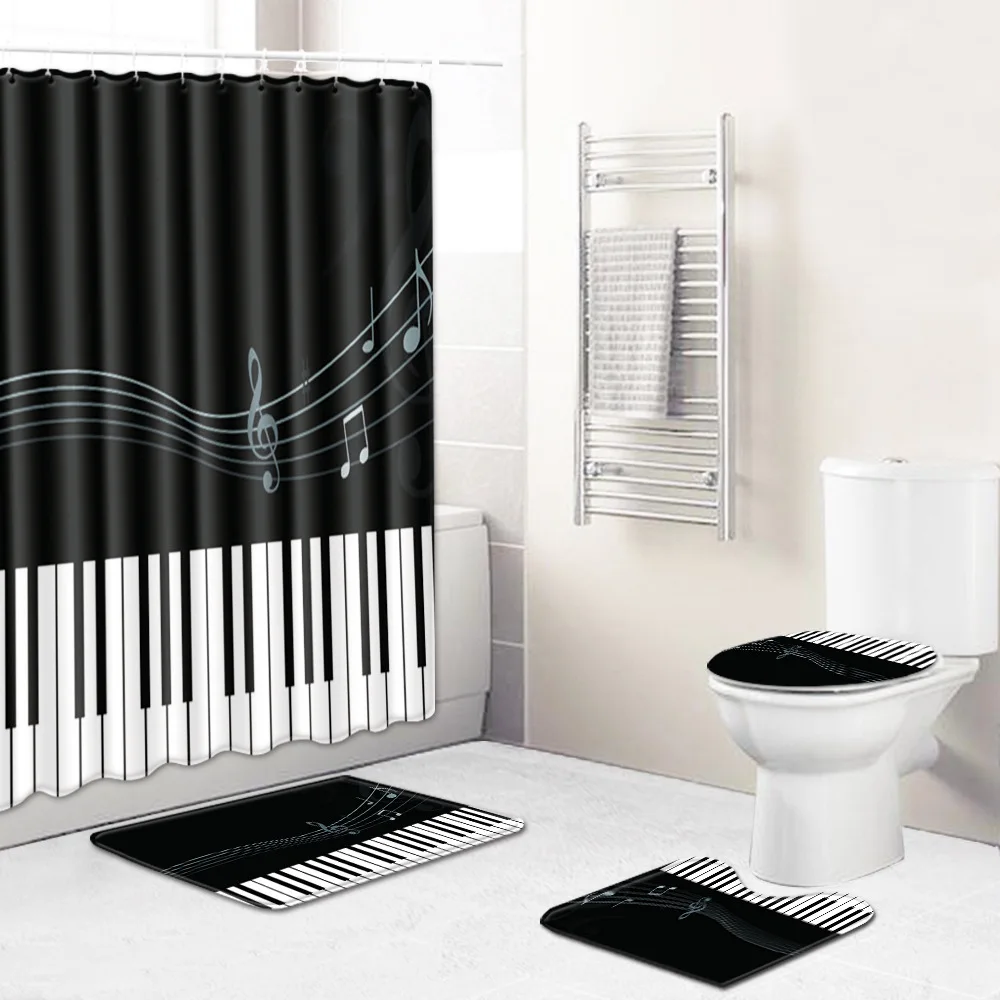 Black white Piano Print Customer customize designers 3D Digital printed 12 hooks waterproof shower curtain set
Black white Piano Print Customer customize designers 3D Digital printed 12 hooks waterproof shower curtain set